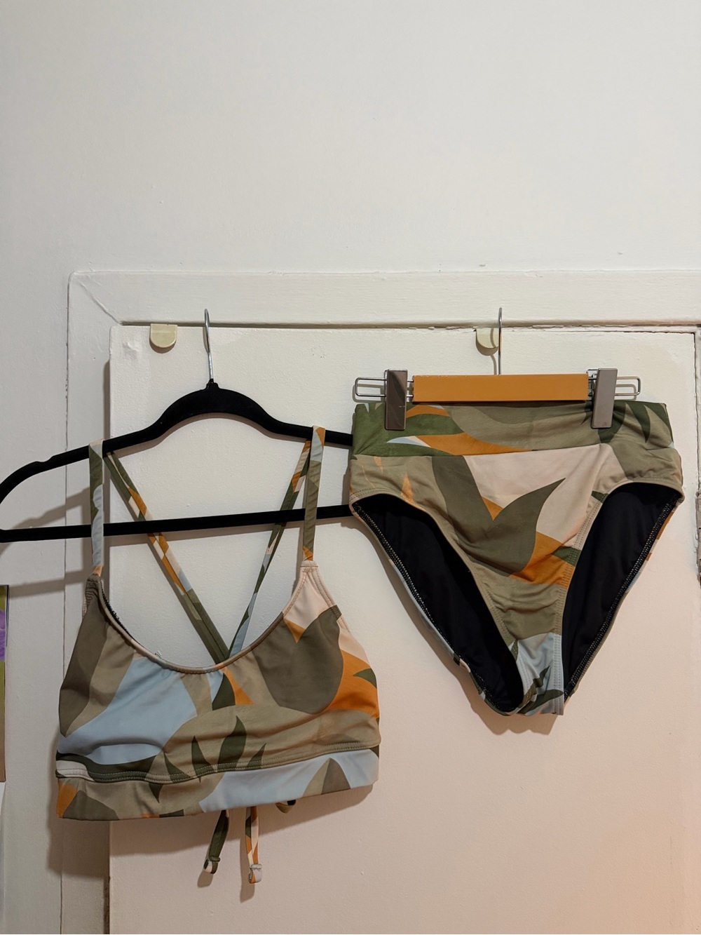 Women's High-Waist Bikini Set in Green Multi-Print